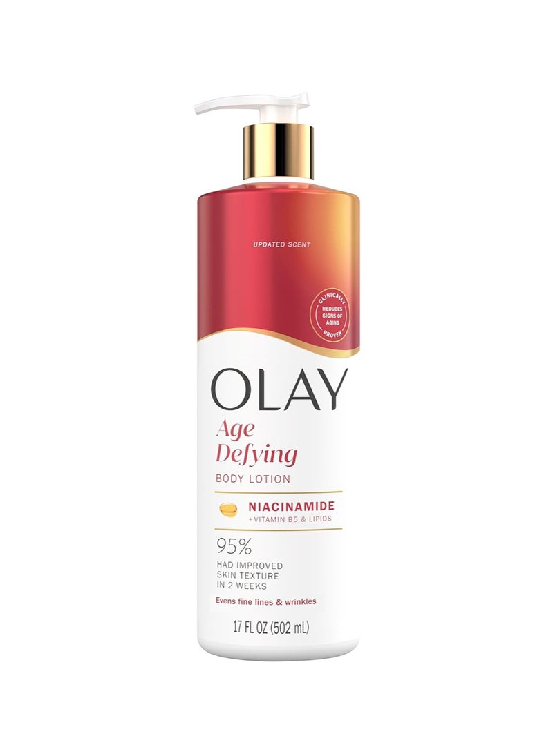 Olay Body Lotion Age Defying with Niacinamide Serum 17 fl oz, 502ml, Visibly Reduce Signs of Skin Aging, 24hr Moisture & Hydration, Fast Absorbing Formula, Vitamin B3 Complex, For All Skin Types - Image 1