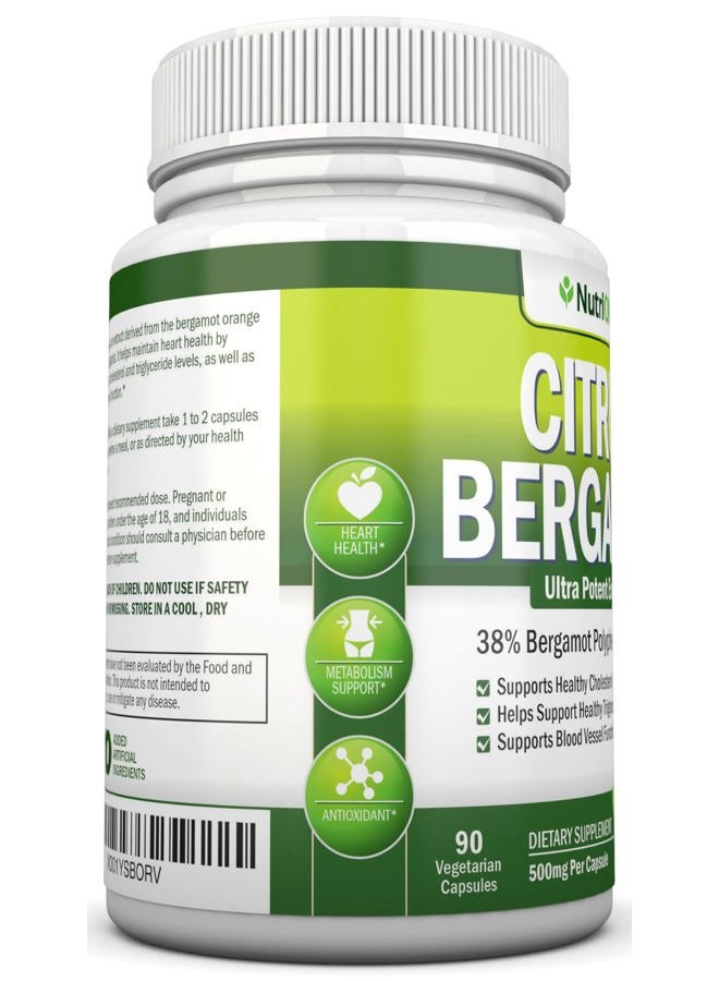 NutriONN Citrus Bergamot - 500 mg - 90 Vegetarian Capsules - 38% Polyphenols - Natural Premium Quality Citrus Bergamot Extract - Promotes Healthy Cholesterol, Blood Sugar, Blood Pressure & Triglyceride Levels - Image 4