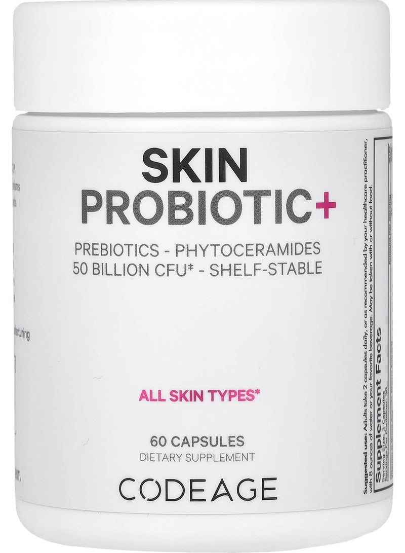 Codeage Skin Probiotic+, 50 Billion CFU, 60 Capsules