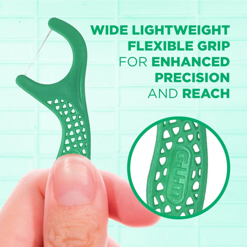 Gum خيوط تنظيف الأسنان الاحترافية من جوم - خيوط قوية مقاومة للتلف، مقبض سهل الإمساك - خيوط أسنان للبالغين - بنكهة النعناع المنعش، 150 قطعة - Image 5