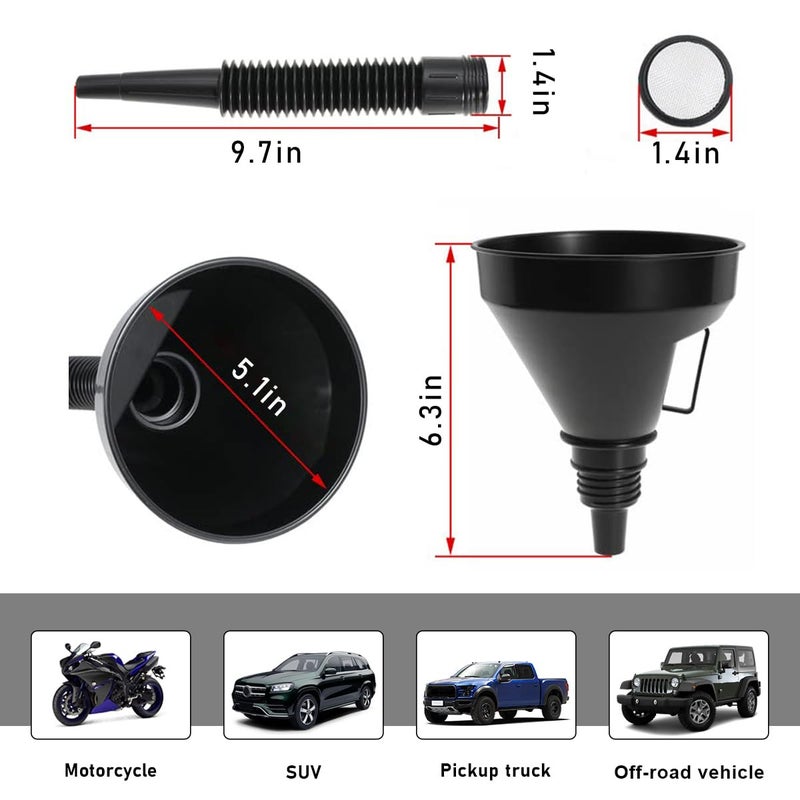Suvnie Wide Mouth Oil Funnel with Flexible Extension - Image 2