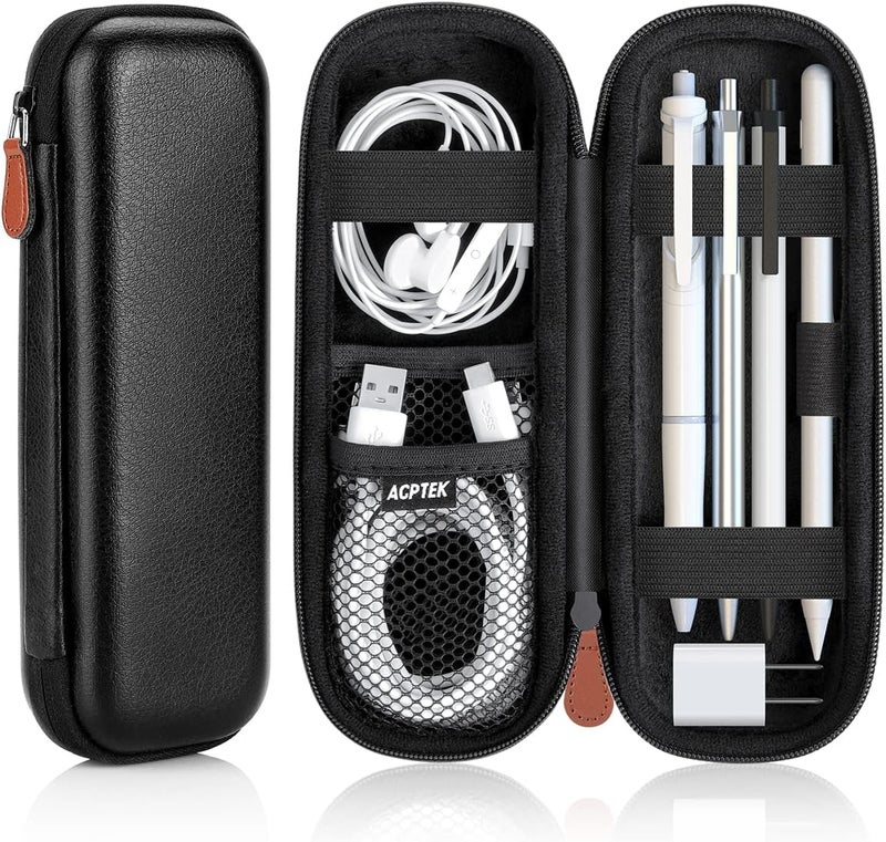 إيه جي بي تك حافظة أقلام ، حاملة لقلم Apple Pencil، حافظة حمل فاخرة لقلم Stylus iPad Pro، Samsung، Huawei، ملحقات Apple، كابل USB، سماعة أذن، قلم حبر (أسود) - Image 1