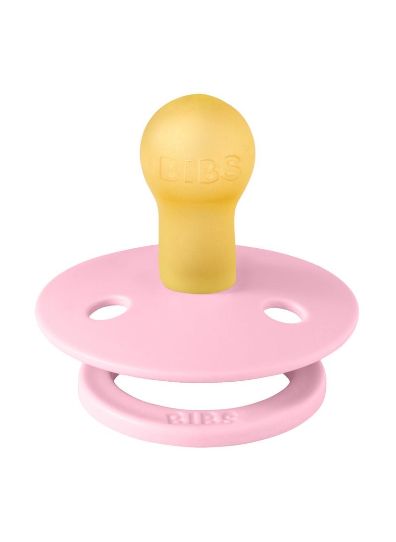BIBS BIBS Pacifier Colour | Round Nipple Baby Pacifier | BPA Free Natural Rubber Latex Soother | Made in Denmark | Size 1 (0-6 months) Baby Pink - Flow Pack  - Image 2