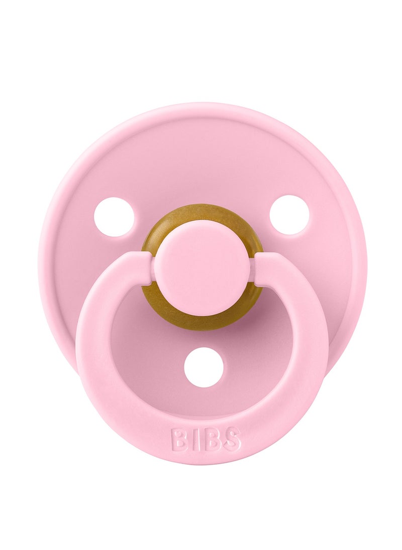 BIBS BIBS Pacifier Colour | Round Nipple Baby Pacifier | BPA Free Natural Rubber Latex Soother | Made in Denmark | Size 1 (0-6 months) Baby Pink - Flow Pack  - Image 1