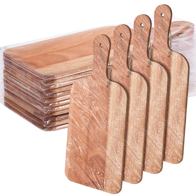 Patelai 12 Packs Wooden Cutting Board Set with Handles Large Kitchen Serving Plain Chopping Board Bulk Gifts for Mom for Vegetables Meat Pizza Cheese Fruit BreadWalnut15 x 7 Inch
