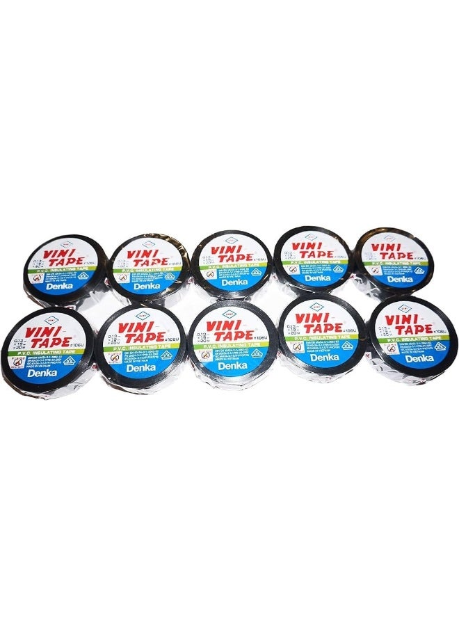 HASANAT ESSENTIALS Hasanat Essentials Vini Electrical Insulation Tape Japan Black Red Yellow Green Blue Y/G 10 pcs Bundle (Insulation Tape Black 10 pcs) 