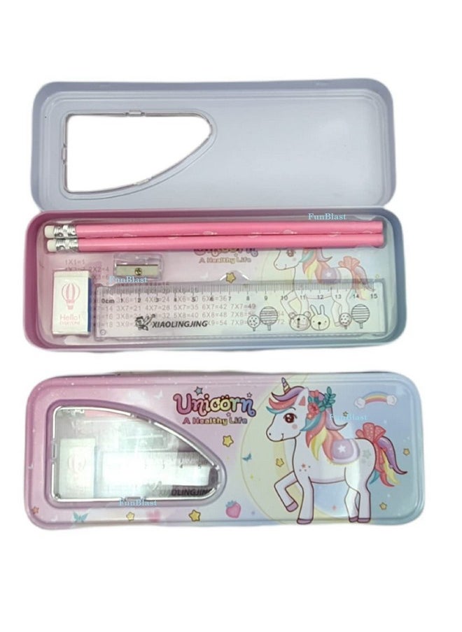 FunBlast Unicorn Pencil Box For Kids Stationary Pencil Case For Girls Metal Pen And Pencil Box For Girls Stationary Pencil Organizer Set For Girls/Birthday Gift/Return Gift (Multicolor)  - Image 3