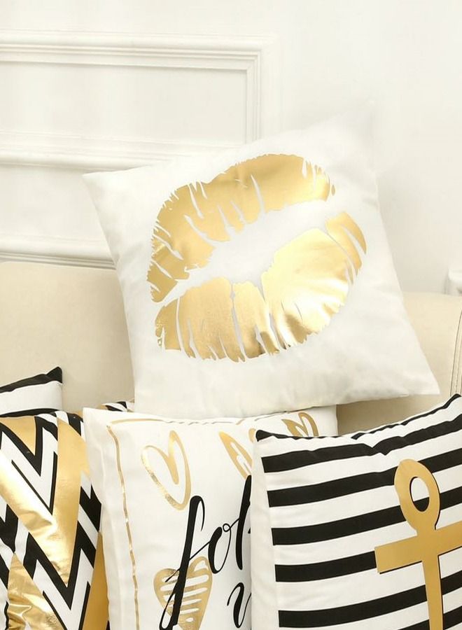 fashionhome Shining Lips Printed Design Cushion Covers Decor Throw Pillow Cover Gold Decorative Pillowcase Cushion Cover for Bedroom Sofa Car Home Decor 45x45 cm  - Image 3
