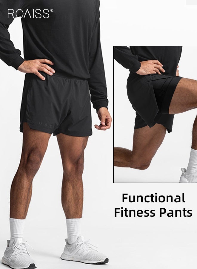roaiss Men's Functional Sports Fitness Pants Made with Skin-Friendly, Breathable Wear-Resistant and Quick-Drying Fabric Comfortable Loose Fit, Designed for Optimal Performance During Training and Various Workouts Black - Image 1