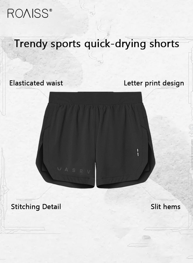 roaiss Men's Functional Sports Fitness Pants Made with Skin-Friendly, Breathable Wear-Resistant and Quick-Drying Fabric Comfortable Loose Fit, Designed for Optimal Performance During Training and Various Workouts Black - Image 4