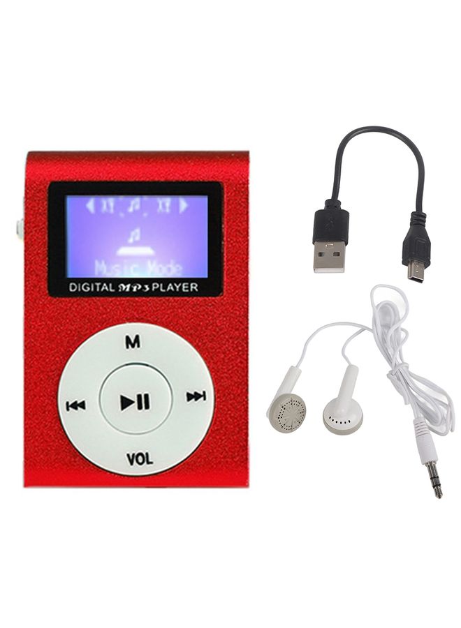 Mini Lavalier Metal Mp3 Player مع الشاشة ، النمط: مع أذن+كابل (أحمر) - Image 1