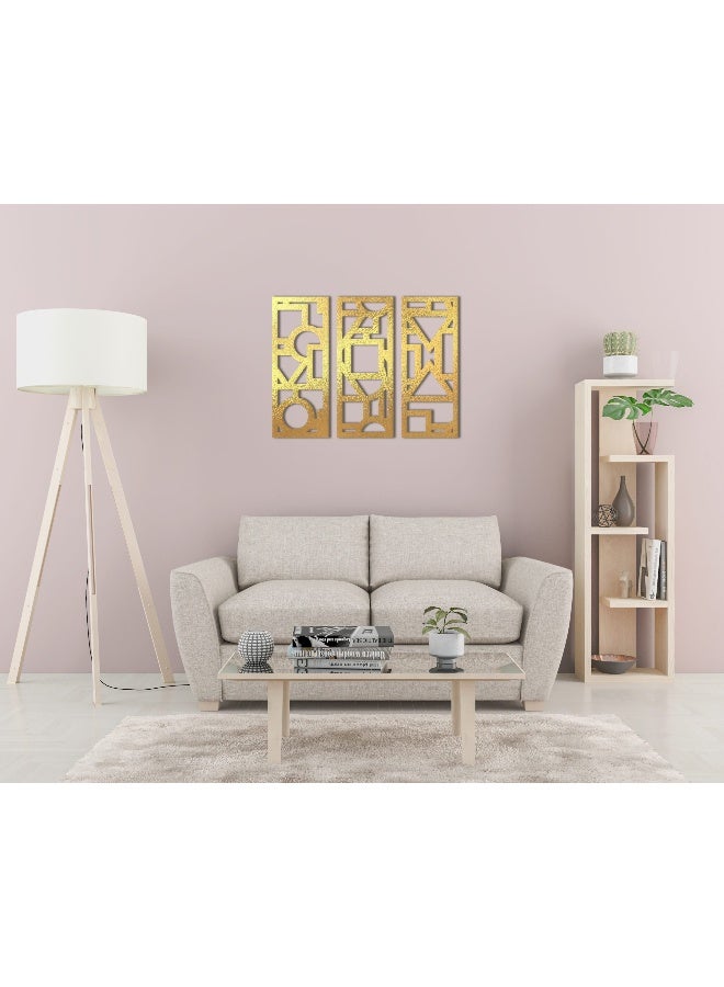 Home Gallery Geometric Wooden Wall Décor - Set Of 3 Each 80X30 - Image 1