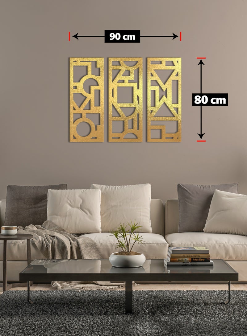 Home Gallery Geometric Wooden Wall Décor - Set Of 3 Each 80X30 - Image 3