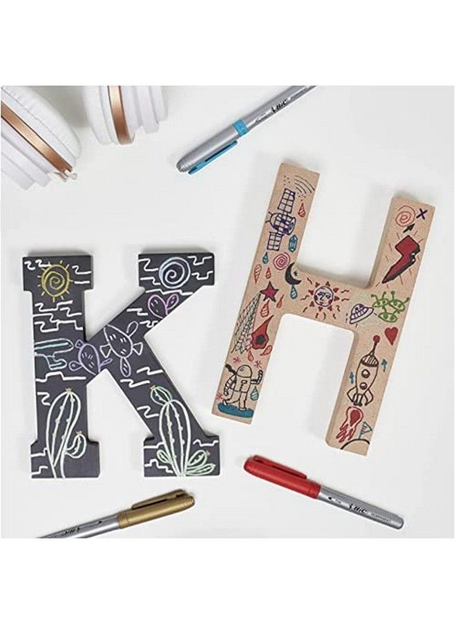 Bic Marking Metallic Colours Permanent Markers Pack Of 2 Medium Bullet Tip Pens Colours Gold And Silver - Image 3