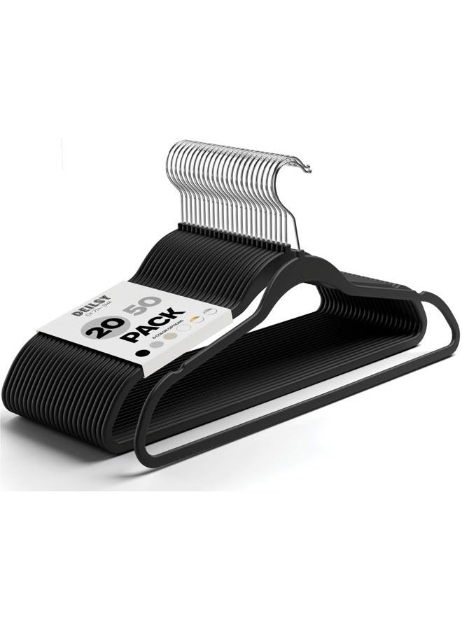 DEILSY Clothes Hangers Plastic Hangers - Durable Non-Velvet Plastic Hangers - Slim Hangers, Classic Shirt and Pant Hangers Black Plastic Hangers for Everyday Use Plastic Hangers 20 Pack - Image 1
