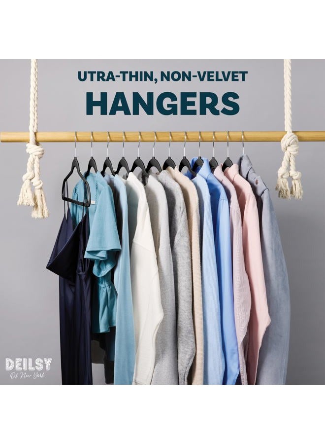 DEILSY Clothes Hangers Plastic Hangers - Durable Non-Velvet Plastic Hangers - Slim Hangers, Classic Shirt and Pant Hangers Black Plastic Hangers for Everyday Use Plastic Hangers 20 Pack - Image 2