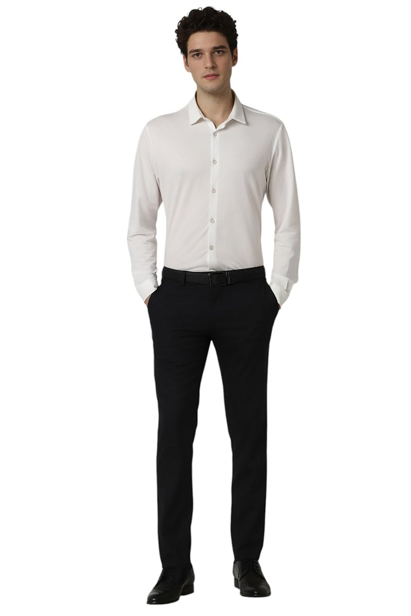 Peter England Men Black Solid Slim Fit Trousers - Image 5