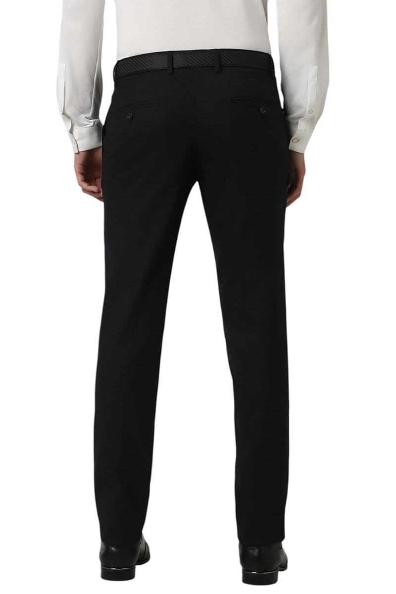 Peter England Men Black Solid Slim Fit Trousers - Image 3
