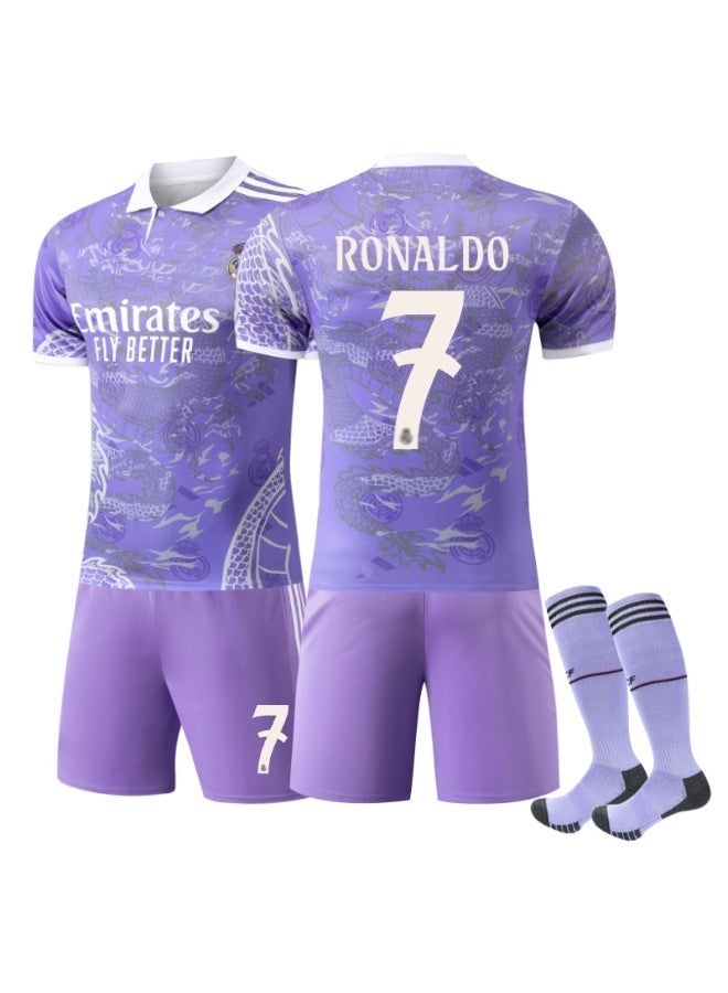 Real Madrid 2025 Real Madrid Soccer Jersey Kit 7# C Ronaldo Short Sleeve Jersey With Shorts And Socks Multiple Sizes - Image 1