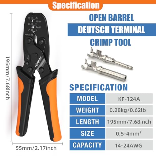 KF CPTEC Molex Crimping Tool Open Barrel Terminal Crimper for Deutsch TYCO AMP DELPHI Molex Style Terminals 2414 AWG Crimping Tool - Image 3