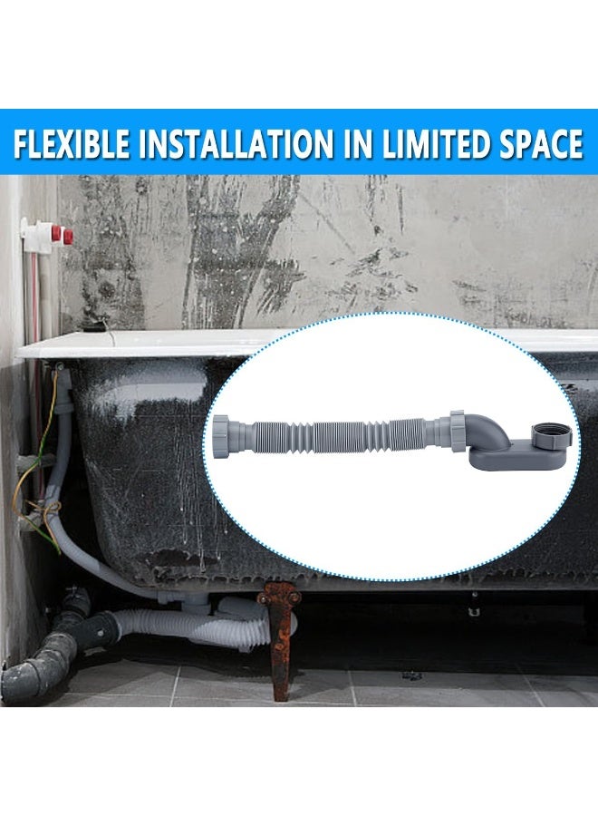 Low Profile 1 1/2 P Trap, Flexible Bathtub Shower Drain Pipe, Flat P Trap Freestanding Tub Drain for Bath - Image 4