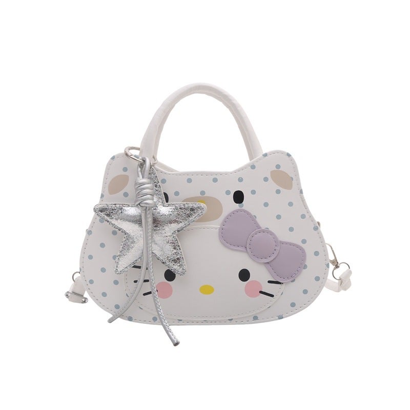 Cute Cat Polka Dot Handbag for Women - Image 1