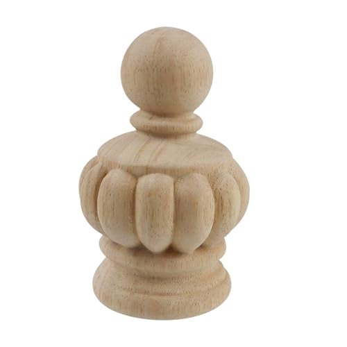 Chinflly Decorative Wood Finials for Bed Post Finials Curtain Rod Staircases DIY Crafts Unfinished Wooden Finials for Indoor Use Home Decor, 1 Pcs-2.95"x4.9" - Image 1