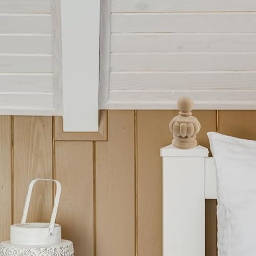 Chinflly Decorative Wood Finials for Bed Post Finials Curtain Rod Staircases DIY Crafts Unfinished Wooden Finials for Indoor Use Home Decor, 1 Pcs-2.95"x4.9" - Image 4