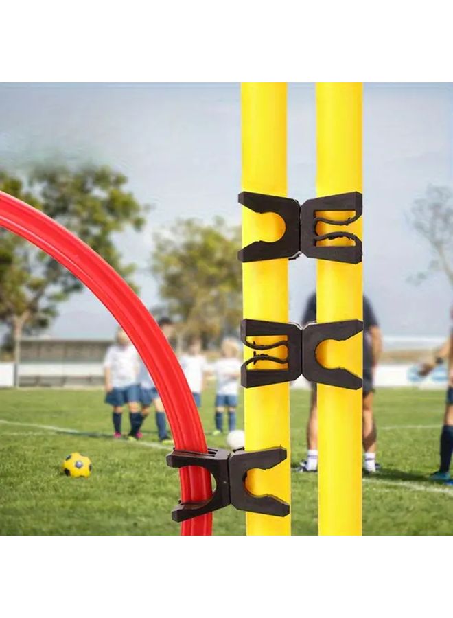 4pcs Heavy Duty PE Plastic Sign Pole Clamps Adjustable Metal Clips For Goalposts Field Markings Sports Equipment Yellow Black - Image 1