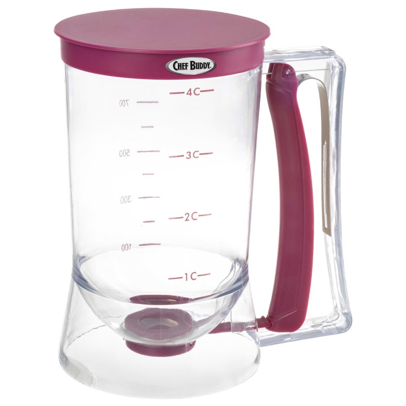 Pancake Batter Dispenser  Batter Dispenser with Squeeze Handle for Waffles Muffins and Crepes  Kitchen Gadgets for Baking by Chef Buddy Purple