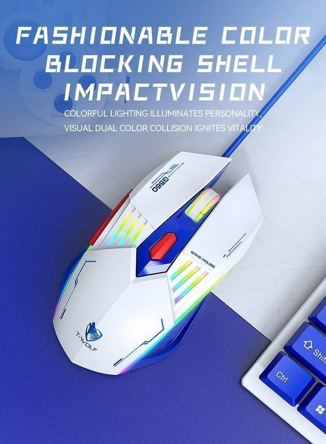 تي- وولف T-WOLF ألعاب الماوس سلكية ألعاب الماوس 6D زر 4 ألوان التنفس ضوء 4-سرعة DP تعديل 3600DPI عالية الدقة ألعاب الكمبيوتر الماوس إيرغونومية الخلفية USB الماوس - Image 5
