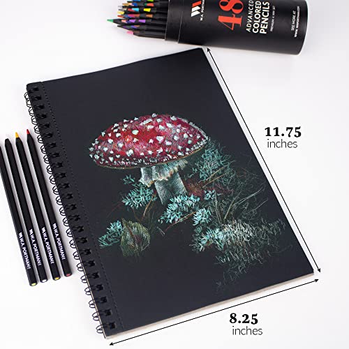 W.A. Portman WA Portman Black Paper Sketchbook A4 (8.3" x 11.7") – 140 GSM Acid-Free Black Book Marker Paper – 60 Pages (30 Sheets) Spiral Scrapbook Journal – Mixed Media Sketch Pad for Kids & Adults - Image 5