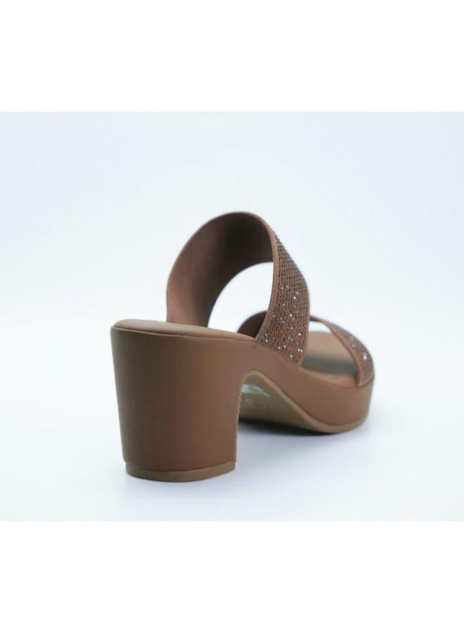 Michelle Morgan 092-3140 Michelle Morgan Stylish Heeled Slide Sandals 514RJ75D Brown - Image 2