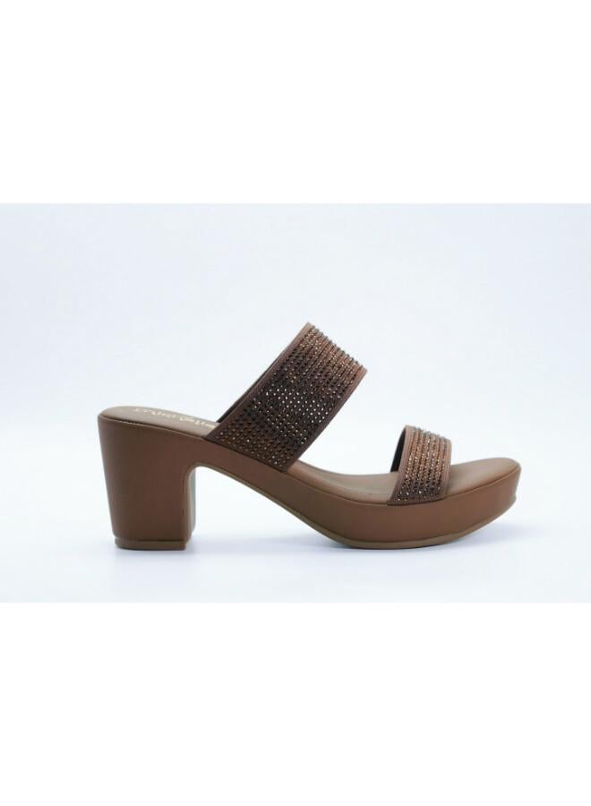 Michelle Morgan 092-3140 Michelle Morgan Stylish Heeled Slide Sandals 514RJ75D Brown - Image 1