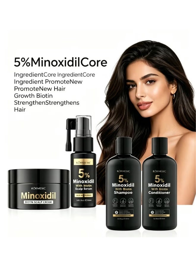 Kormesic Ultimate Hair Growth and Thickening Set with 5% Minoxidil Shampoo Conditioner Serum and Massage Cream Formulated to Support Strong Roots Reduced Hair Fall and Improved Hair Density - Image 1