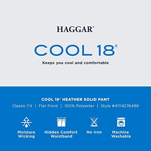 Haggar mens Cool 18 Stria Hidden Expandable Waistband Plain Front casual pants, Graphite, 38W x 30L US - Image 5