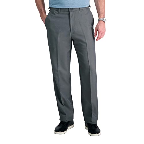 Haggar mens Cool 18 Stria Hidden Expandable Waistband Plain Front casual pants, Graphite, 38W x 30L US - Image 1