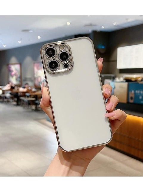 حافظة ناعمة كلاسيكية رفيعة للغاية مع إطار مطلي مربع لهاتف iPhone 13 Pro Max - غطاء شفاف شفافSquare Plating Frame: Stylish metallic square frame adds a touch of sophistication and modernity, enhancing the look of your device.