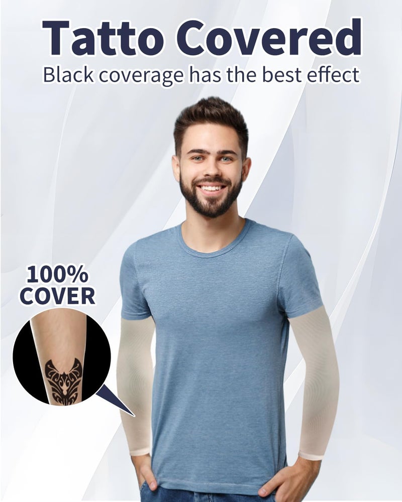 Feeke 4-Pairs Arm Sleeves for Men and Women - Tattoo Cover Up - Cooling Sports Sleeve for Basketball Golf Football - Image 5