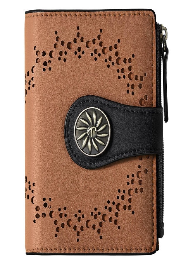 Tipmile Small Wallet Women Bifold RFID Blocking Card Holder Leather Wallets with Zipper Coin Pocket, Black&Brown, Casual - Image 1