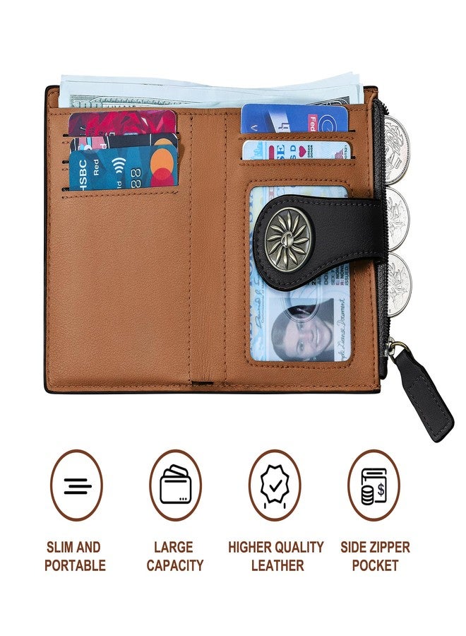 Tipmile Small Wallet Women Bifold RFID Blocking Card Holder Leather Wallets with Zipper Coin Pocket, Black&Brown, Casual - Image 4