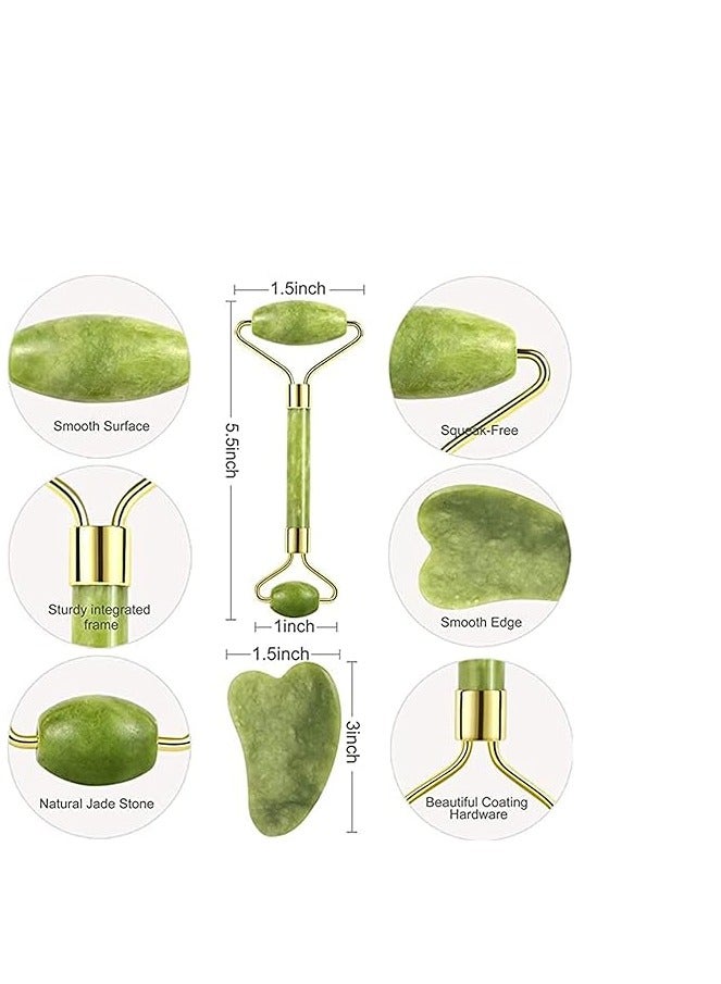 DEBINS Jade Roller & Gua Sha Set - Facial Beauty Tools for Skin Care, Face Roller Massager for Relaxation, Eye & Neck Massage, Body Muscle Relief, Fine Line and Wrinkle Reduction (Multicolor) - Image 2