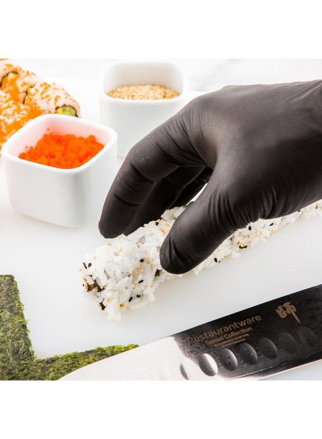 Restaurantware Fashion Serve 9 x 3.2 Food Prep Gloves, 100 Disposable Nitrile Gloves - No-Powder, Does Not Get Punctured Easily, Black Nitrile Foodservice Gloves, Small, For Restaurants Or Homes - Image 3