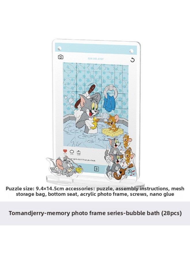 【Cat And Mouse Collection】 TOI Tuyi Chao Plays Genuine Cat And Mouse Puzzle 1000 Pieces 500 Pieces 300 Pieces-Color:28 Pieces-memory Photo Frame Series-bubble Bath - Image 1