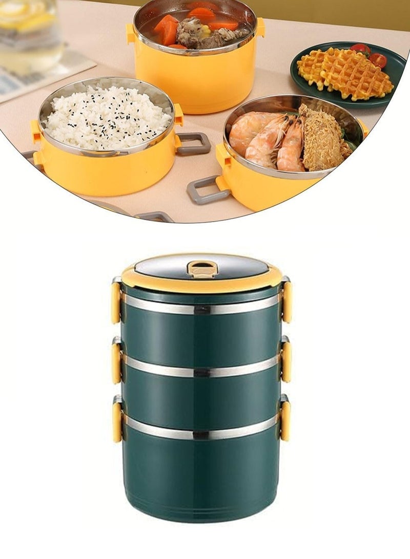 GGOOT Stackable portable bento box（green）,3-layer Lunch box Stainless steel construction Easy to clean and maintain Keeps your food fresh and prevents spillage Suitable for adults, children, men, and women who go to work or school - Image 3