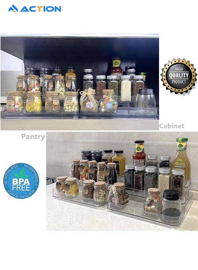 أكشن قطعة واحدة من حامل عرض أكريليك شفاف، منظم عطور ومستحضرات تجميل، رف بثلاثة أدوار، حامل لوشن ومستحضرات العناية بالبشرة، حافظة توابل، رف شفاف متين لتخزين أسطح المطبخ والحمام. - Image 4