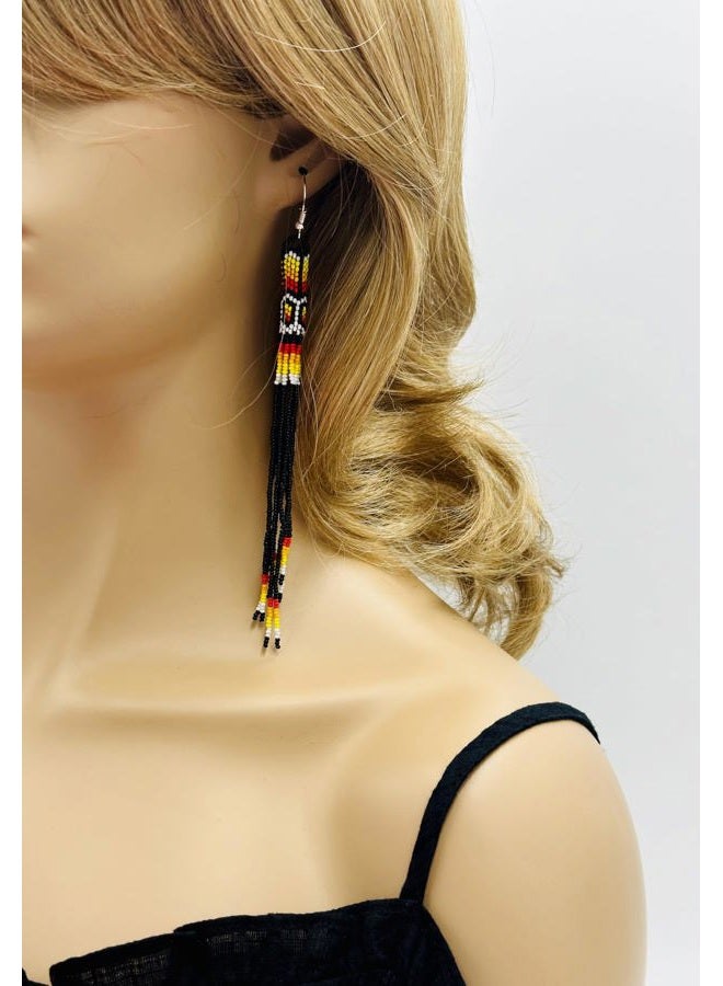 BeadsCorner One of a kind Tribal Extra Long Beaded Statement Earrings Handmade, Glass - Image 5
