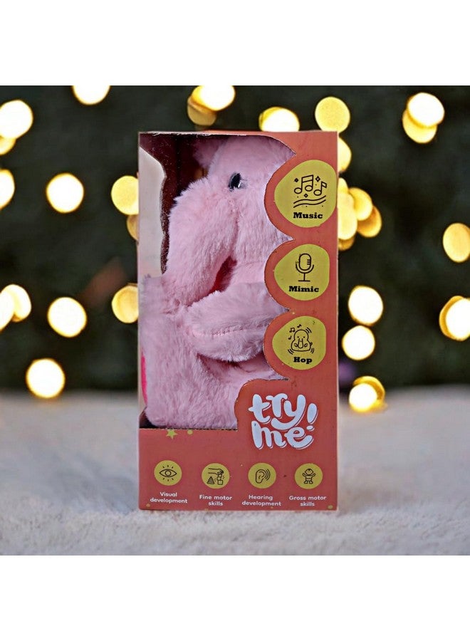 Ayla World Fuzzy Jumper Talking, Hopping, Musical Pink Elephant Toy For Kids 1+ Years, Rechargeable Via Usb Cable  - Image 4