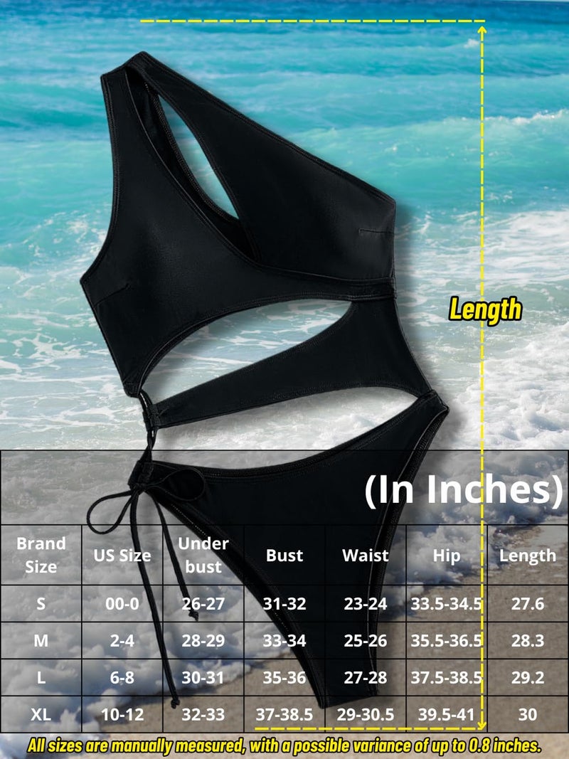 ShawGobow Sexy One Piece Swimsuit for Women,Cut Out Keyhole High Cut Cheeky Monokini,Pool Party Beach Wear Vacation Petite Black Small - Image 5