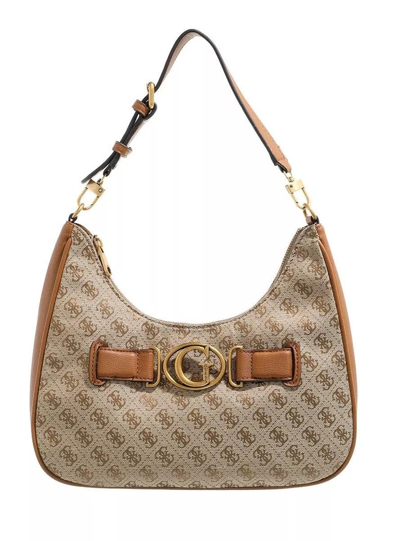 GUESS Fashion Women Aviana Logo-Jacquard and Faux Leather Bag Camera bag Brown - Image 1